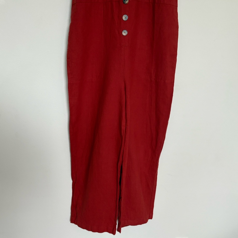 Madewell Linen Brick Red Jumpsuit Size 6 - Picture 2 of 11